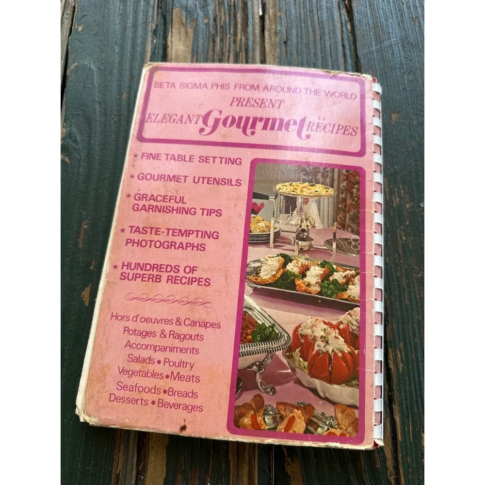 Vintage 1973 Beta Sigma Phi International Gourmet Cookbook Spiral Bound Retro